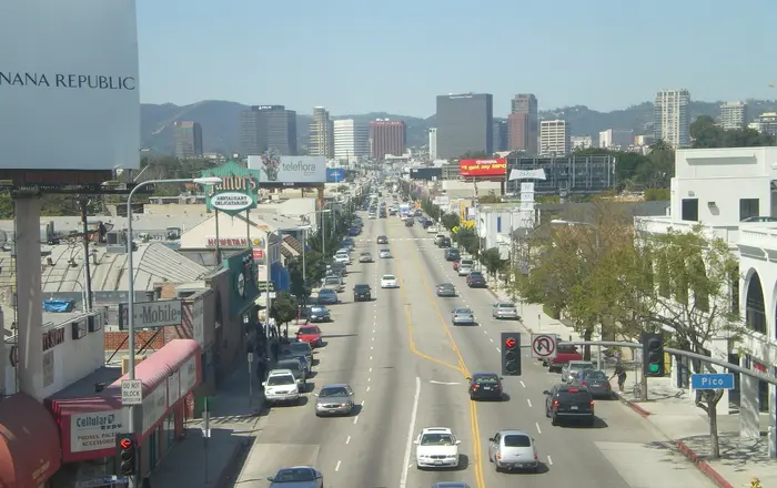 Looking Up Westwood Blvd. from Westside Pavillion
