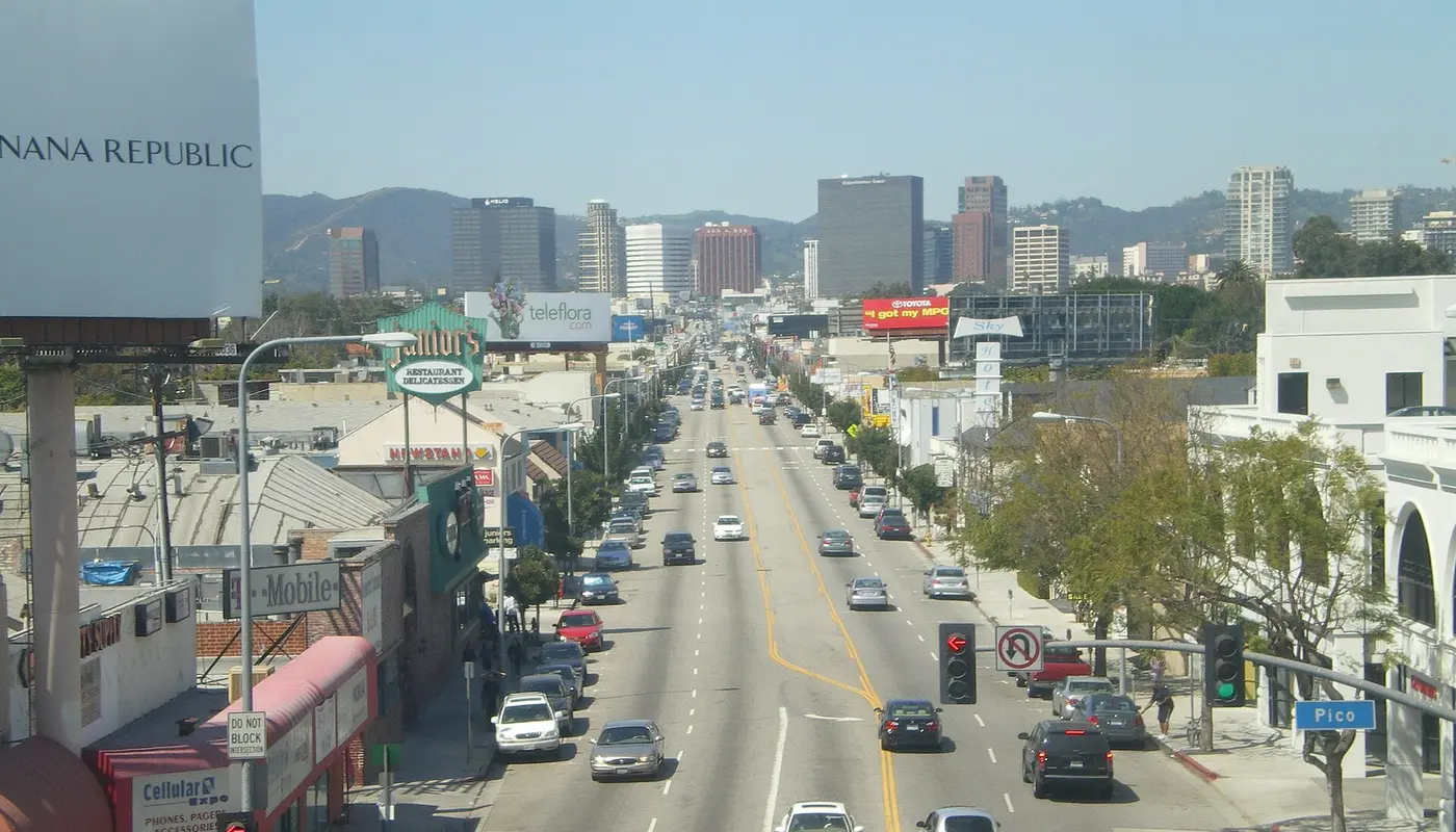 Looking Up Westwood Blvd. from Westside Pavillion