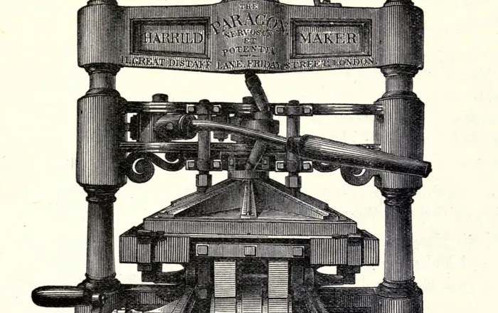 Printing Press, 1829 woodcut by George Baxter