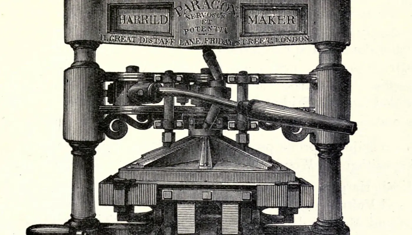 Printing Press, 1829 woodcut by George Baxter